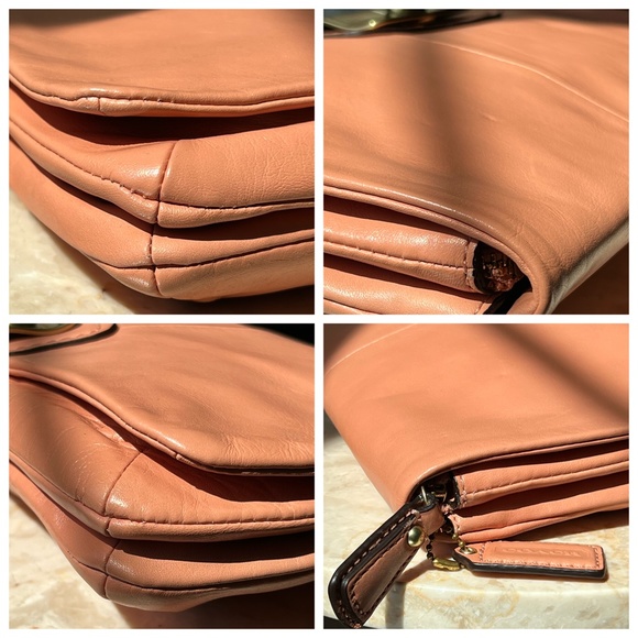 COACH Kristin Calf Leather Oversized Clutch in Coral - Picture 14 of 16